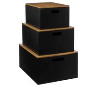 Paris Prix FIVE Simply Smart - Lot de 3 Boîtes de Rangement Bava 34cm Noir