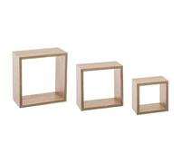 Paris Prix Five Simply Smart - Lot de 3 Étagères Murales Cube 25cm Naturel