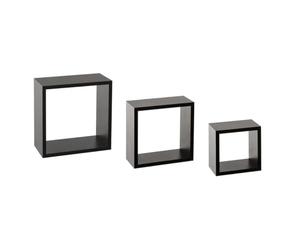 Paris Prix Five Simply Smart - Lot de 3 Étagères Murales Cube 25cm Noir