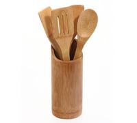 Paris Prix Five Simply Smart - Lot de 4 Ustensiles & Pot de Cuisine Bambou Naturel