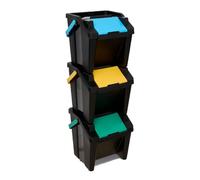 Paris Prix FIVE Simply Smart - Lot de Poubelles de Tri Empilables 30L Noir