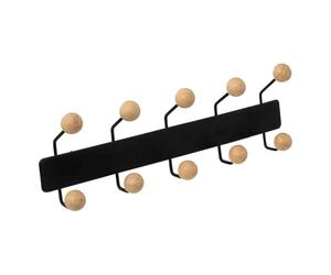 Paris Prix Five Simply Smart - Patère Murale en Bois 10 Boules 44cm Noir