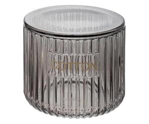 Paris Prix FIVE Simply Smart - Pot à Coton en Verre Glass 10cm Gris