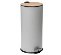 Paris Prix FIVE Simply Smart - Poubelle en Métal & Bambou Natureo 30L Blanc