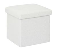 Paris Prix Five Simply Smart - Pouf Coffre Pliable Bouclette Mix n'Modul 31cm Blanc