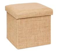 Paris Prix Five Simply Smart - Pouf Coffre Pliant Toile de Jute 31cm Naturel