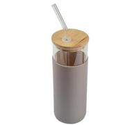 Paris Prix Gourde & Paille en Verre Silicone 0,5L Taupe