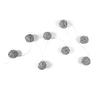Paris Prix Guirlande Lumineuse 8 LED Boule Rotin 156cm Gris