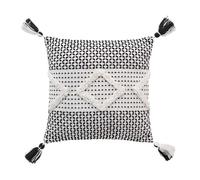 Paris Prix Housse de Coussin à Pompons Sally 40x40cm Noir & Blanc