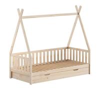 Paris Prix Lit Enfant, Barrière & Tiroir Tipi 90x200cm Naturel