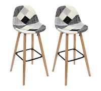 Paris Prix Lot de 2 Chaises de Bar Patchwork 92cm Gris