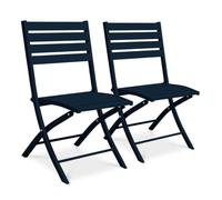 Paris Prix Lot de 2 Chaises de Jardin Pliantes Marius 82cm Bleu Marine