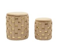 Paris Prix Lot de 2 Poufs Coffres Shanty 42cm Marron & Or