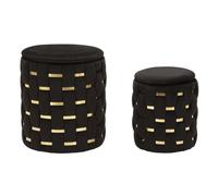 Paris Prix Lot de 2 Poufs Coffres Shanty 42cm Noir & Or