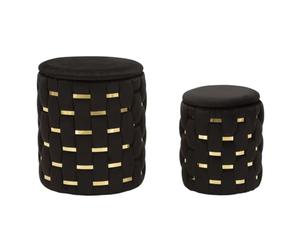 Paris Prix Lot de 2 Poufs Coffres Shanty 42cm Noir & Or