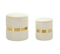 Paris Prix Lot de 2 Poufs Coffres Sheffild 42cm Crème & Or