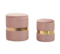 Paris Prix Lot de 2 Poufs Coffres Sheffild 42cm Rose & Or
