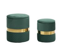 Paris Prix Lot de 2 Poufs Coffres Sheffild 42cm Vert & Or