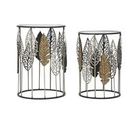 Paris Prix Lot de 2 Tables d'Appoint Feuilles 55cm Multicolore
