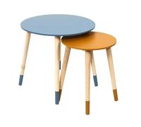 Paris Prix Lot de 2 Tables Gigognes Relief Bicolore 48cm Bleu & Jaune