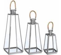 Paris prix - lot de 3 lanternes exterieur 'vérone' 73cm inox & verre G