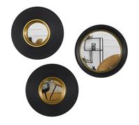 Paris Prix Lot de 3 Miroirs Déco Ronds Oko 25cm Noir