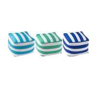 Paris Prix Lot de 3 Poufs à Rayures Spiaggia 45cm Bleu & Vert
