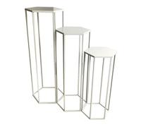 Paris Prix Lot de 3 Sellettes Gigognes Métal 90cm Blanc