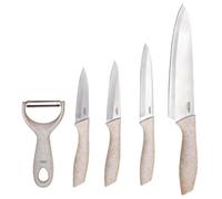 Paris Prix Lot de 4 Couteaux & Éplucheur Inox 31cm Beige