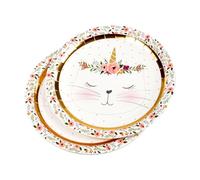 Lot de 6 Assiettes en Carton "Boho Chat II" 23cm Blanc