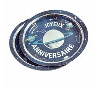 Paris Prix Lot de 6 Assiettes en Carton Espace 18cm Bleu