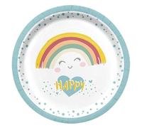 Paris Prix Lot de 6 Assiettes en Carton Nuage Rainbow 18cm Blanc