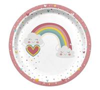 Paris Prix Lot de 6 Assiettes en Carton Nuage Rainbow 23cm Blanc