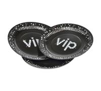 Paris Prix Lot de 6 Assiettes en Carton Vip 18cm Noir