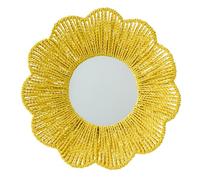 Paris Prix Miroir Mural en Raphia Fleur 50cm Jaune