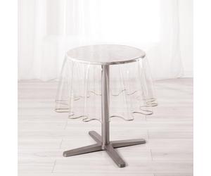 Paris Prix Nappe Ronde Cristal Garden 180cm Transparent & Taupe