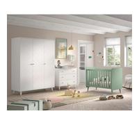 Paris Prix Pack - Lit Bébé, Armoire & Commode Billy II 60x120cm Blanc & Vert