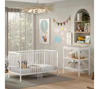Paris Prix Pack - Lit Bébé & Table à Langer Dino 70x140cm Blanc