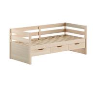 Paris Prix Pack - Lit Capitaine & 3 Tiroirs Margrit 90x200cm Naturel