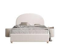 Paris Prix Pack - Lit Coffre Adulte & 2 Poufs Moon 140x200cm Blanc