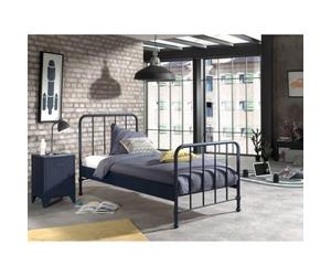 Paris Prix Pack - Lit & Table de Chevet Bronxx 90X200cm Bleu