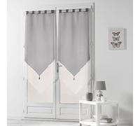 Paris Prix Paire de Voilages Duo 60x160cm Blanc & Gris