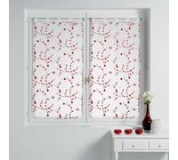 Paris Prix Paire de Voilages Petite Fleur 60x90cm Blanc & Rouge
