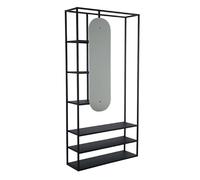 Paris Prix Penderie avec Miroir & Étagères Classe 200cm Noir