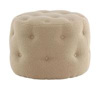 Paris Prix Pouf Capitonné Tissu Bouclette Benjamin 55cm Beige