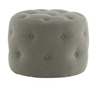 Paris Prix Pouf Capitonné Tissu Bouclette Benjamin 55cm Grège
