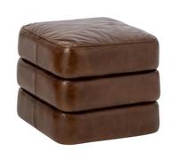 Paris Prix Pouf Carré en Cuir Austin 46cm Marron