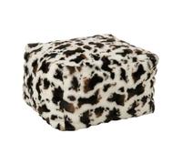 Paris Prix Pouf Carré Vache ULF 70cm Blanc & Marron