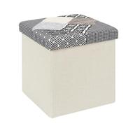 Paris Prix Pouf Coffre Pliable Patchwork 38cm Greige