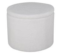 Paris Prix Pouf Coffre Tissu Bouclette Dunken 51cm Blanc